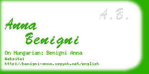 anna benigni business card